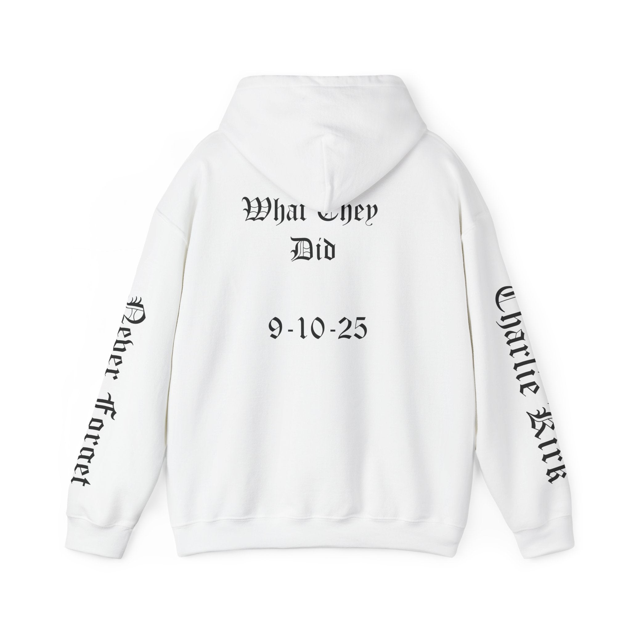 Never Forget What They Did to Charlie Kirk - Liberty Rising Hooded Sweatshirt - Unisex Heavy Blend, Perfect for Free Spirits, Comfy Casual Wear, Inspirational Gift, Streetwear, [...]