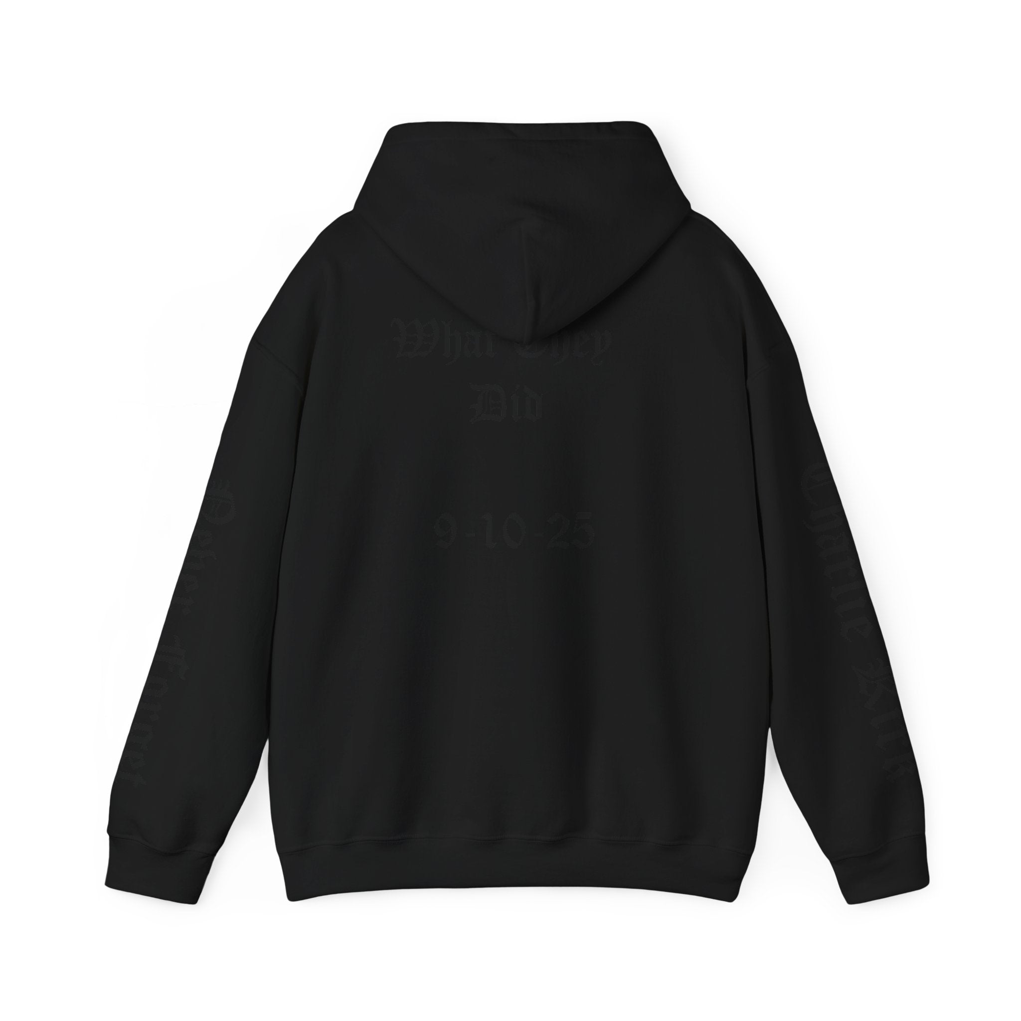 Never Forget What They Did to Charlie Kirk - Liberty Rising Hooded Sweatshirt - Unisex Heavy Blend, Perfect for Free Spirits, Comfy Casual Wear, Inspirational Gift, Streetwear, [...]