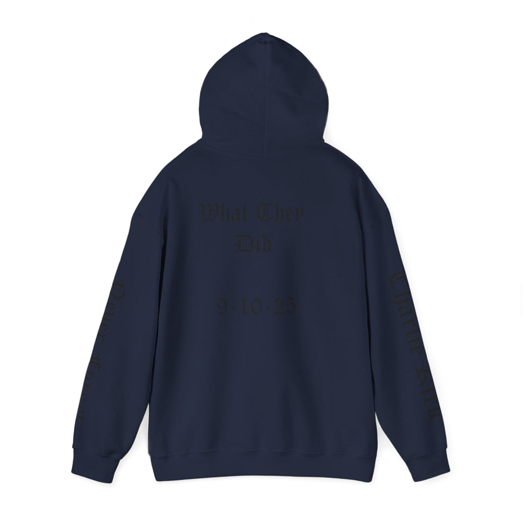 Never Forget What They Did to Charlie Kirk - Liberty Rising Hooded Sweatshirt - Unisex Heavy Blend, Perfect for Free Spirits, Comfy Casual Wear, Inspirational Gift, Streetwear, [...]