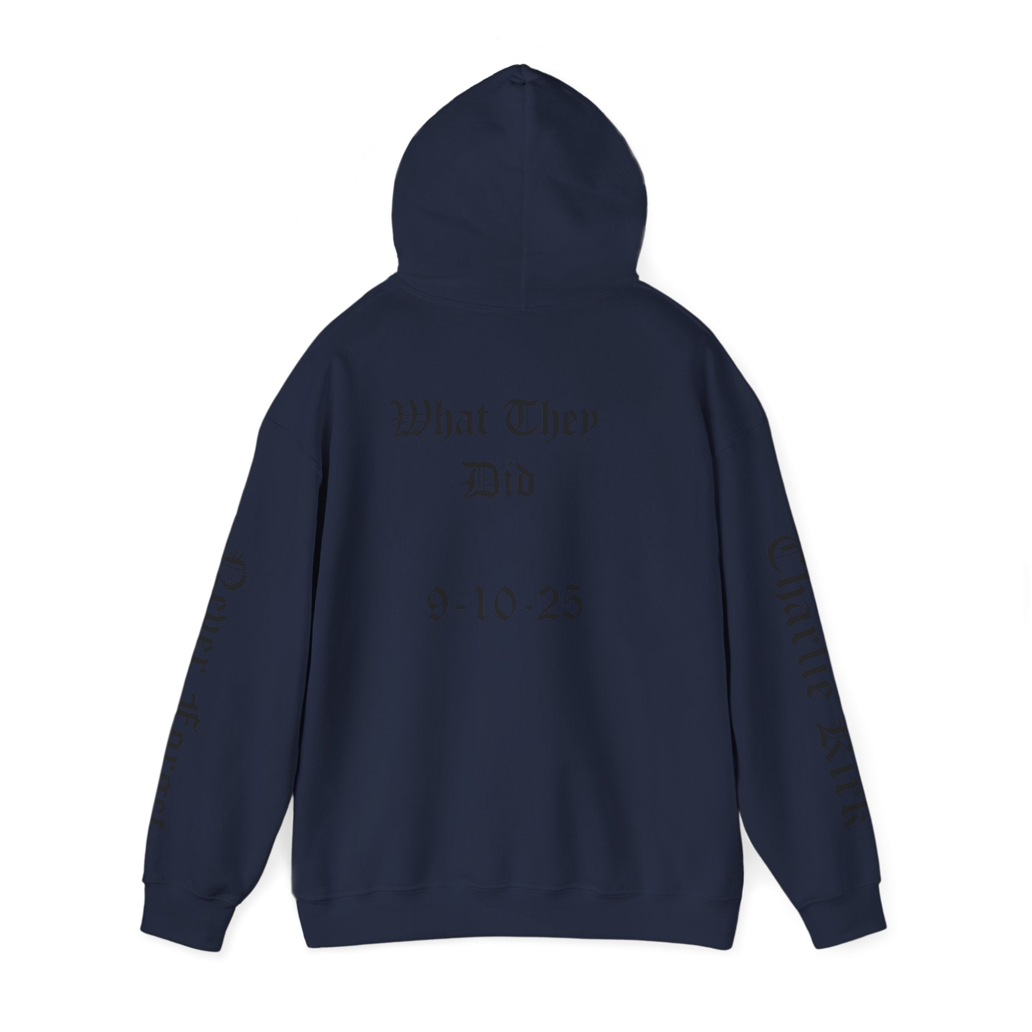 Never Forget What They Did to Charlie Kirk - Liberty Rising Hooded Sweatshirt - Unisex Heavy Blend, Perfect for Free Spirits, Comfy Casual Wear, Inspirational Gift, Streetwear, [...]